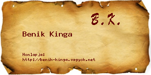 Benik Kinga névjegykártya